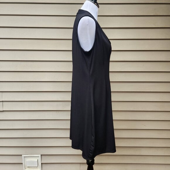 Tiana B Black Sleeveless Dress V-Neck Pleats Solid Stretch - Picture 12 of 16